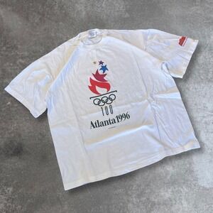 1996 Atlanta Olympics Graphic T Shirt White Hanes Top Mens Large